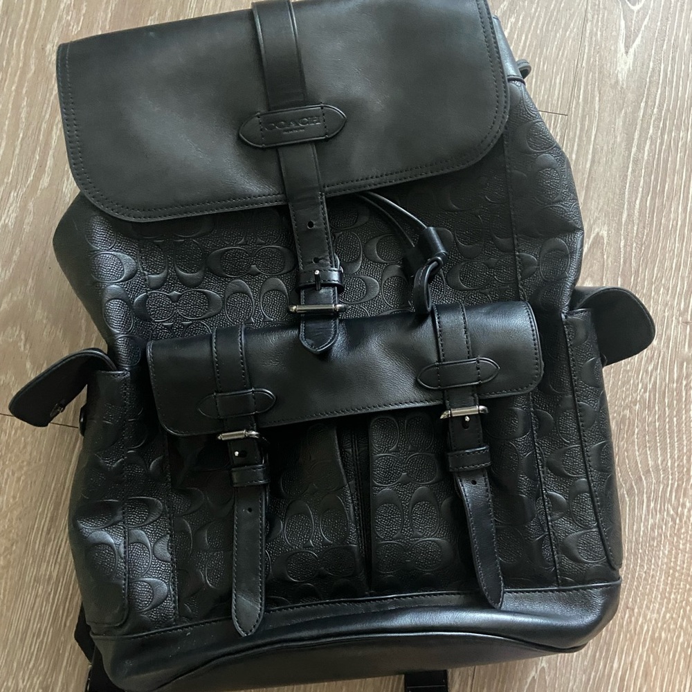 Leather coach backpack